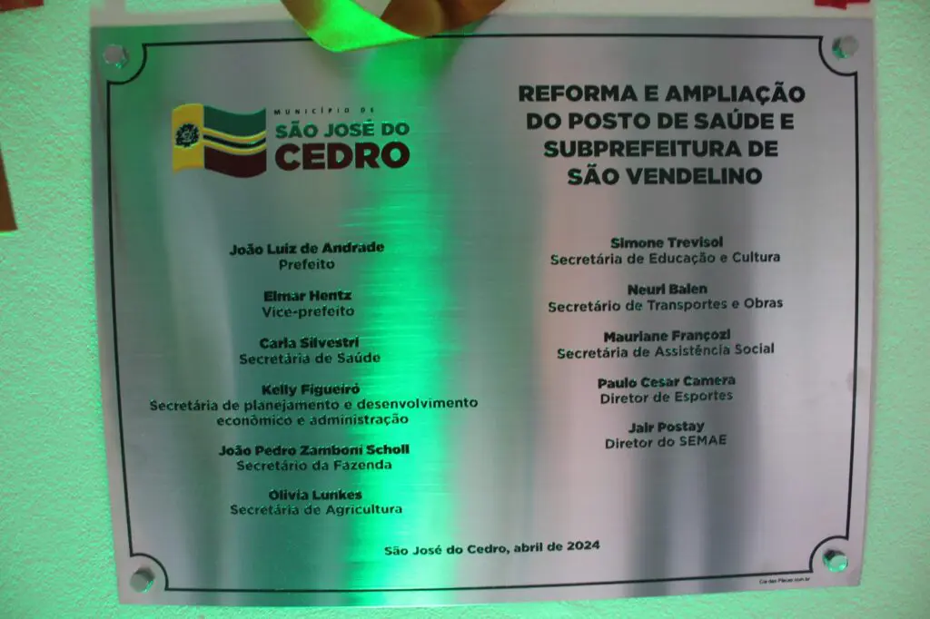 Administração cedrense inaugura reforma do posto de saúde da linha São Vendelino 3 cedro 3