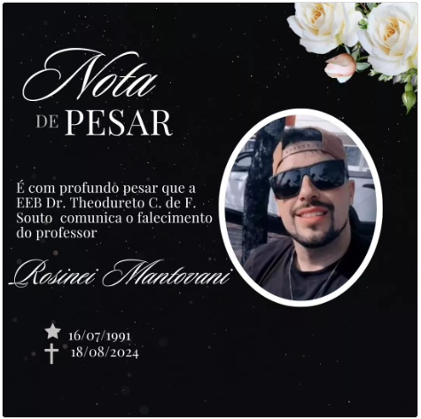 Professor vítima de capotamento na BR-280 morre no hospital em São Miguel do Oeste 2 O professor trabalhava na EEB Theodureto de Farias Souto em Dionísio Cerqueira. Acidente ocorreu na tarde de sábado