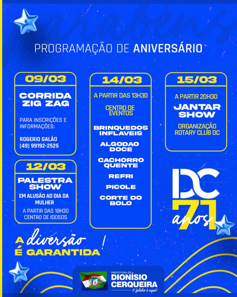 Dionísio Cerqueira comemora 71 anos com programação especial 4 71 anos