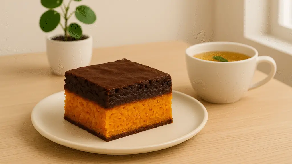 Bolo de cenoura com cobertura de brownie 2 bolo