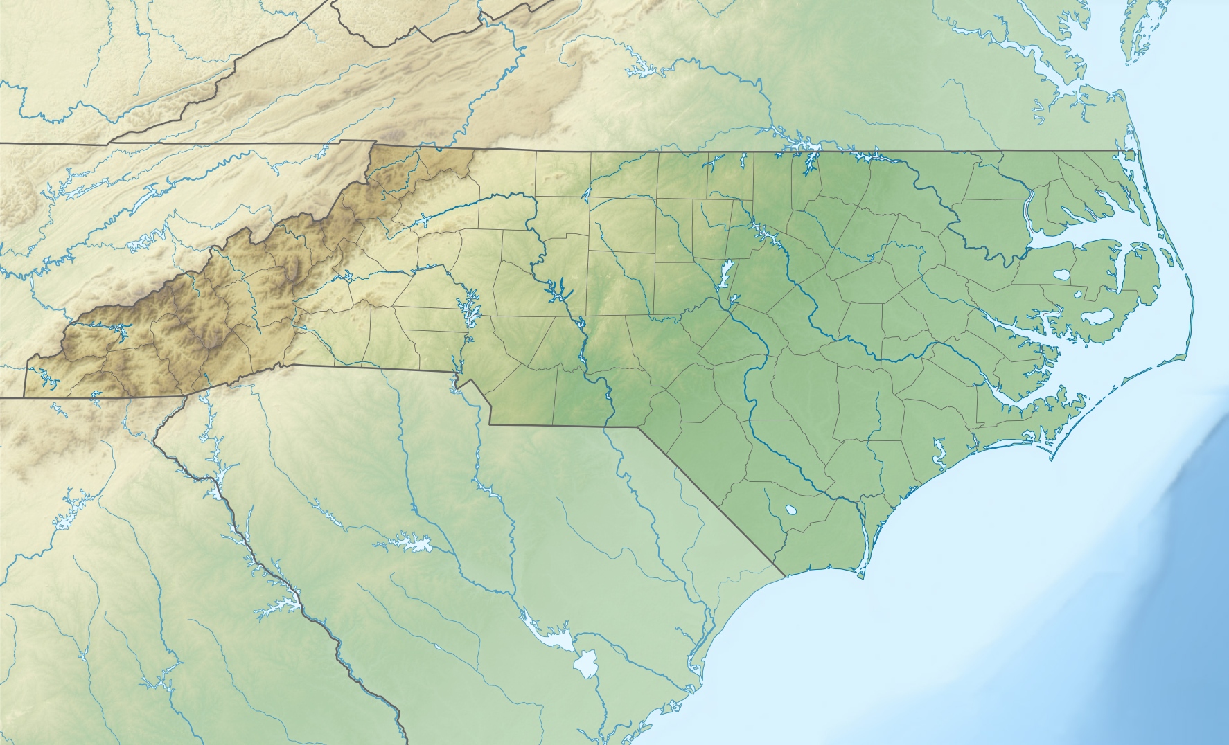 USA North Carolina relief location map