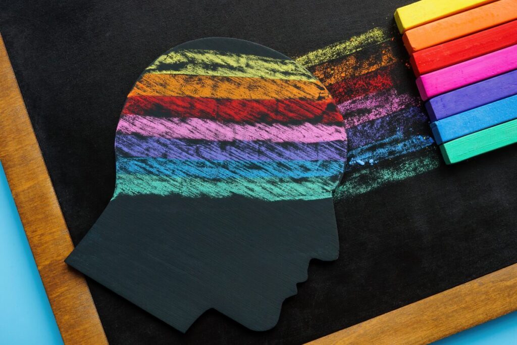 Imagem de uma cabeça com as cores em destaque