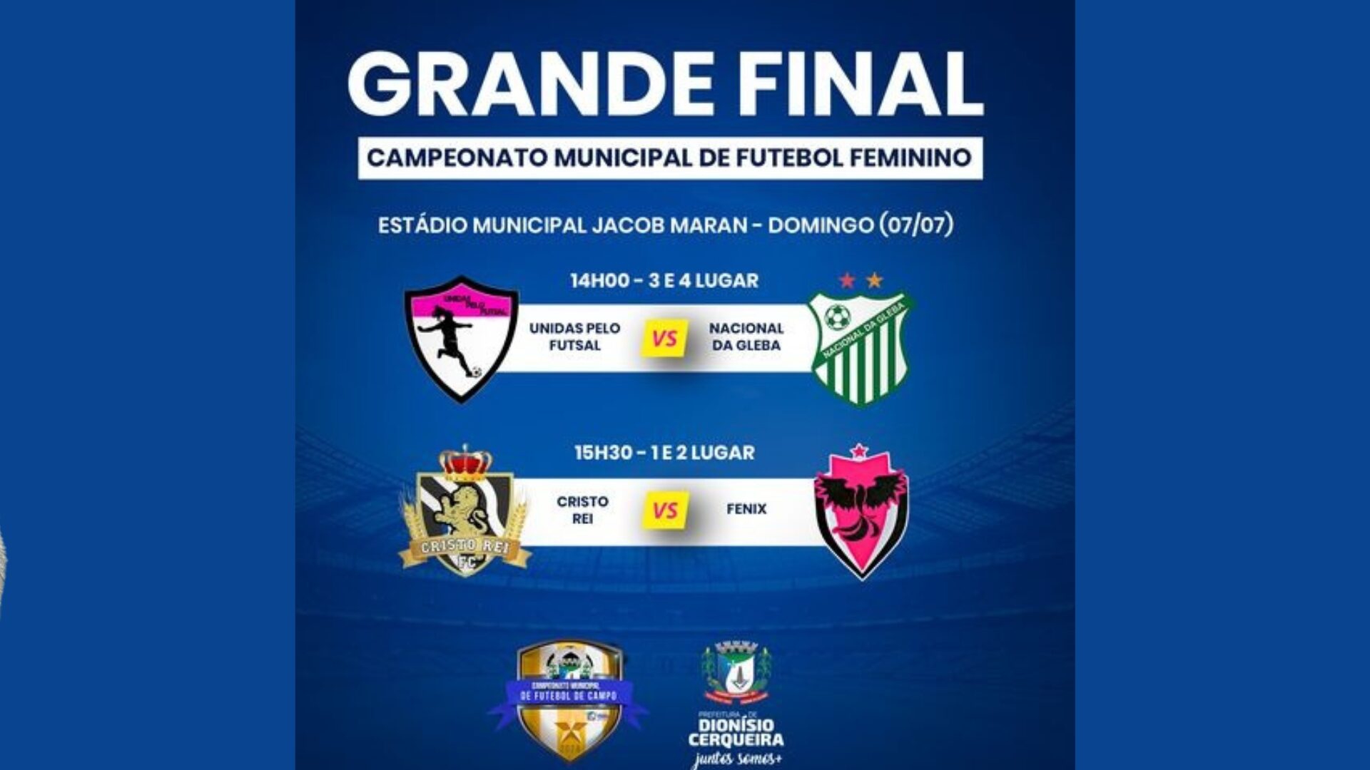 A grande final do futebol de campo feminino acontece no próximo domingo