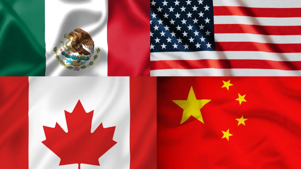 EUA impõem novas tarifas sobre Canadá, México e China. China ameaça retaliação e mercados reagem. Veja os impactos da guerra comercial global.