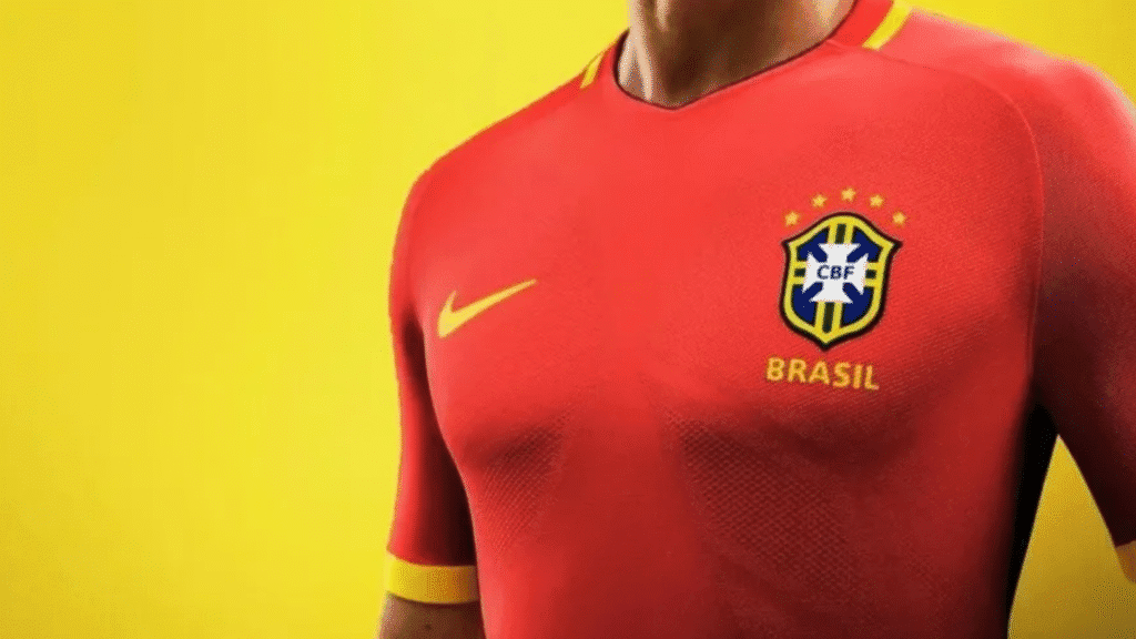 Camisa vermelha seria uniforme reserva da Seleção Brasileira na Copa do Mundo 2026 3 A camisa vermelha será o uniforme reserva da seleção brasileira para a Copa do Mundo de 2026, e seria fabricada pela Jordan Brand, marca que integra o portfólio da Nike