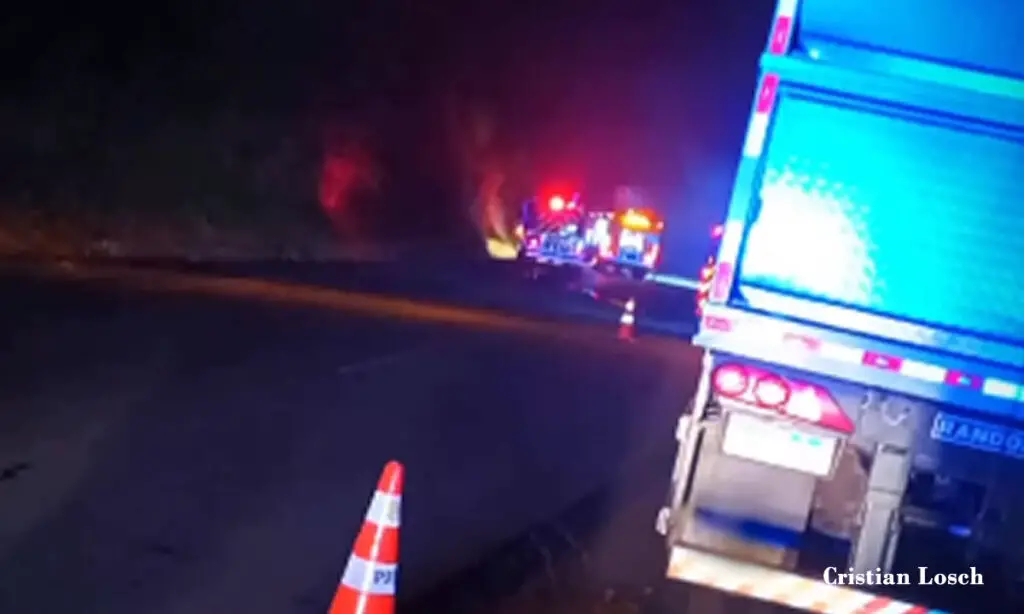 Acidente com caminhão carregado de suínos ocorreu na madrugada desta quarta-feira, em Maravilha. O motorista morreu carbonizado