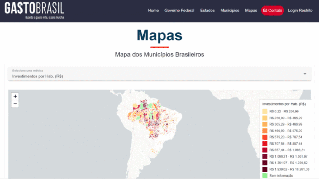 Gasto público pode ser acompanhado por município e por habitante com nova ferramenta online 2 Acompanhar a qualidade do gasto público, e não apenas os valores totais, é uma possibilidade concreta oferecida pela plataforma Gasto Brasil, iniciativa que permite visualizar como estados e municípios brasileiros aplicam os recursos públicos