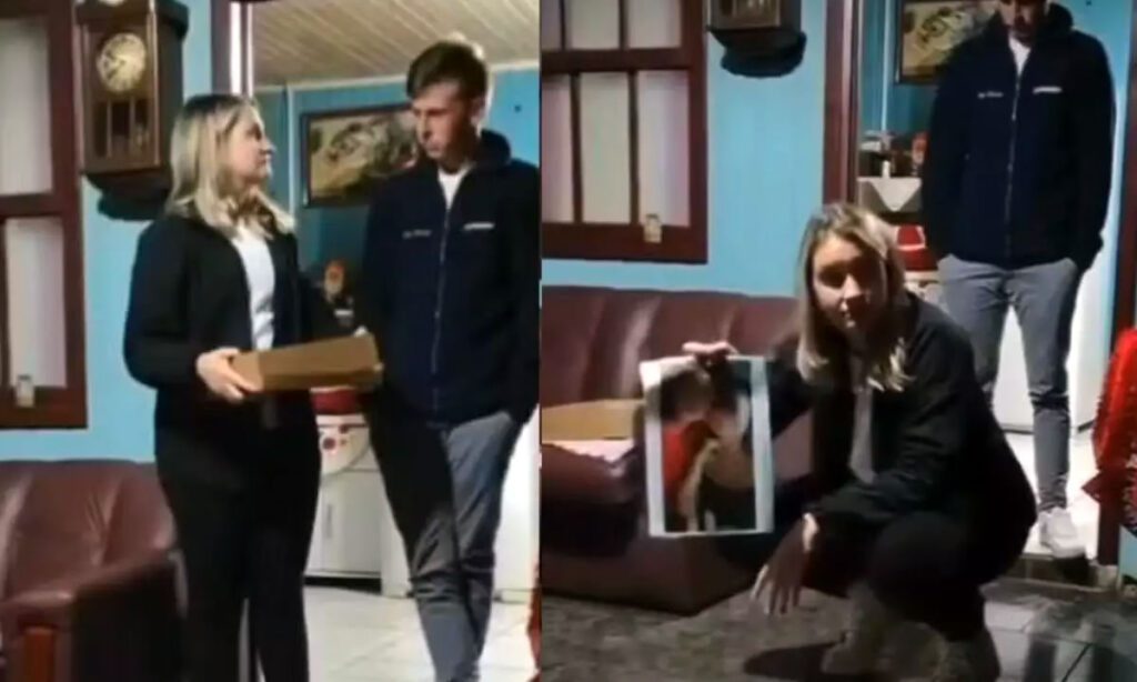 Gravação mostra momento em que a mulher revela trocas de mensagens e fotos que comprovariam, segundo ela, a infidelidade do marido