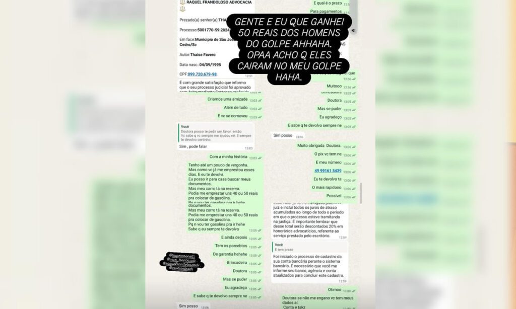 Golpista cai em golpe e vira pauta - astúcia, ironia e pix de 50 reais 4 Em uma reviravolta digna de roteiro, um golpista acabou vítima do próprio plano ao tentar enganar uma moradora de São José do Cedro