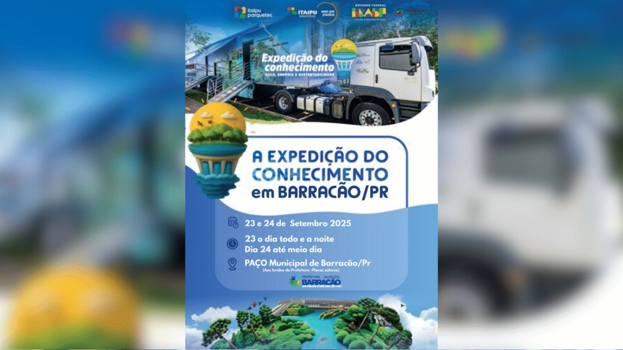 Barracão receberá a Expedição do Conhecimento nos dias 23 e 24 de setembro 3 A iniciativa itinerante realizada pela Itaipu Binacional em parceria com o Itaipu Parquetec proporciona uma experiência educativa inovadora e interativa
