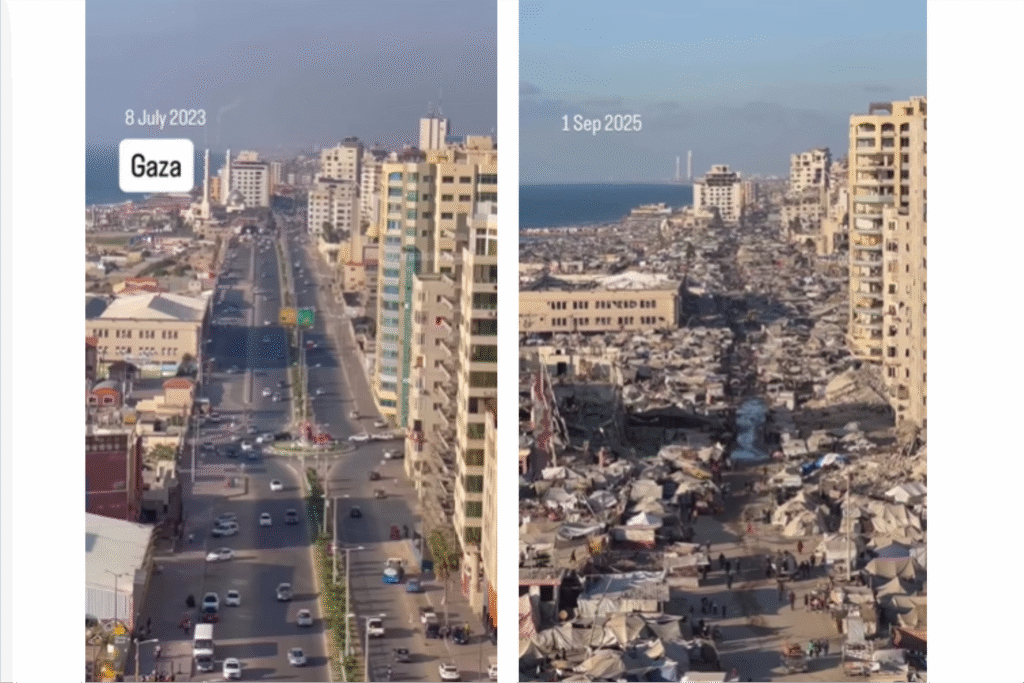 A devastação da guerra: Veja fotos da Faixa de Gaza antes e depois - impressionante 2 faixa de gaza 1
