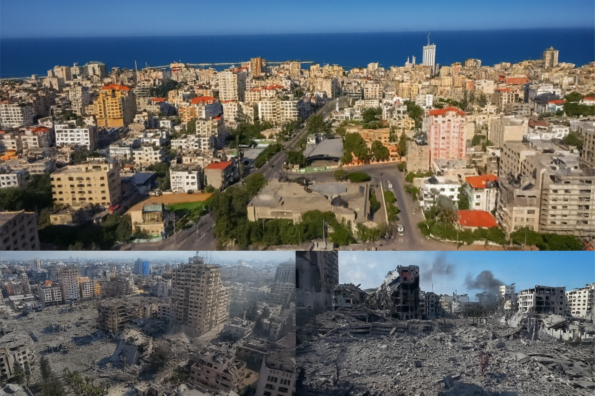 A devastação da guerra: Veja fotos da Faixa de Gaza antes e depois – impressionante
