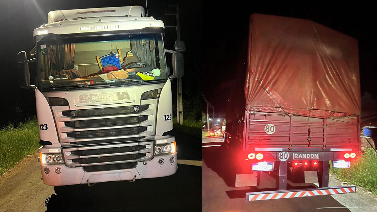 Caminhões com cargas ilegais são apreendidos em Barracão 4 Segundo a Polícia Federal os caminhões entraram ao país por passagens clandestinas, na fronteira com a Argentina