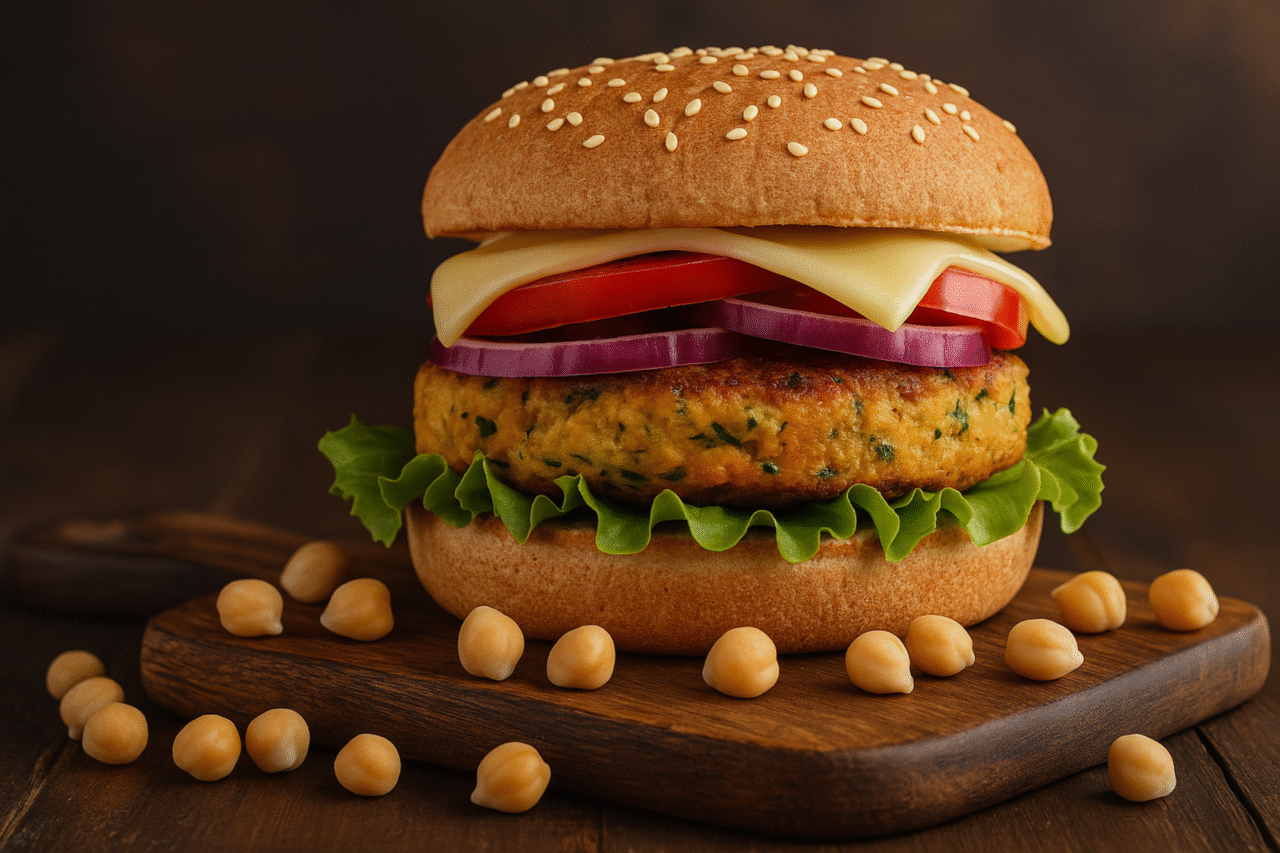 Hambúrguer de grão-de-bico: sabor saudável, proteína vegetal e textura irresistível 3 Hambúrguer de grão-de-bico: sabor saudável, proteína vegetal e textura irresistível