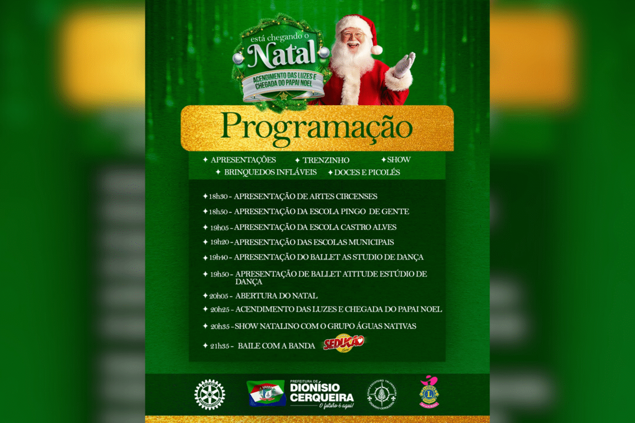 Programação de Natal de Dionísio Cerqueira terá início no dia 29 de novembro 4 Programação de Natal de Dionísio Cerqueira terá início no dia 29 de novembro