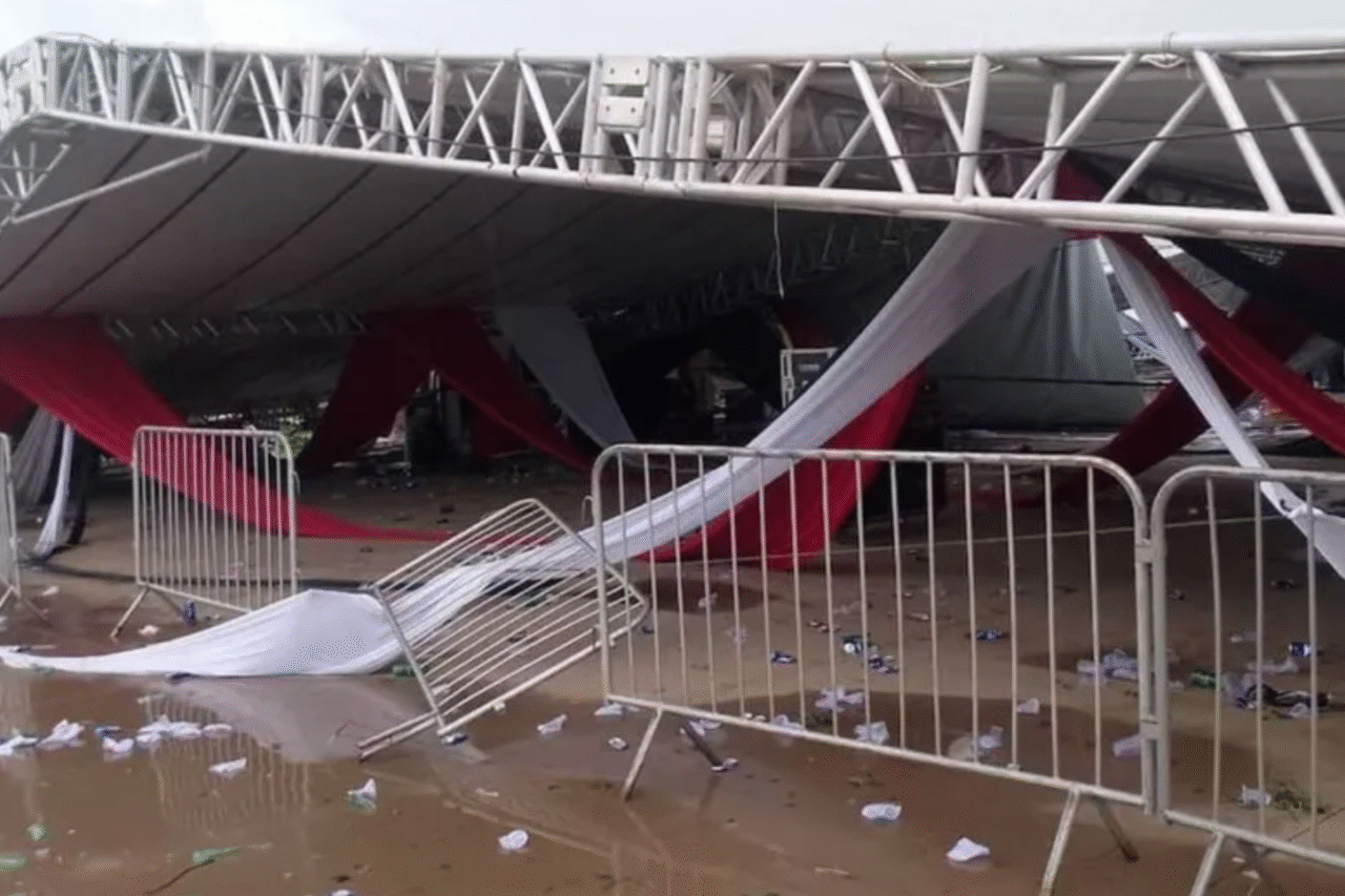 Ventos de quase 100 km/h derrubam estrutura em festa de medicina no interior paulista; autoridades investigam segurança do evento