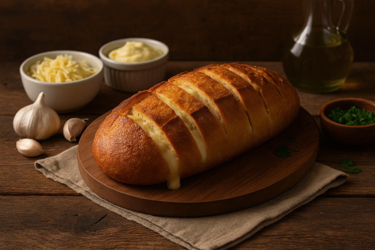 Pão de alho recheado de queijo: a receita perfeita para churrascos e encontros em família 1 Heloisa L 33
