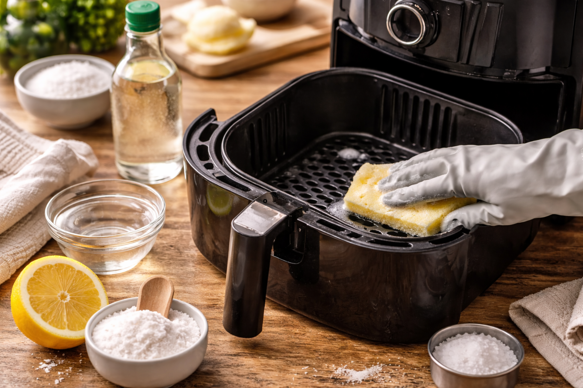 Air fryer sempre limpa: métodos naturais e eficazes para eliminar gordura e odores 4 Air fryer sempre limpa: métodos naturais e eficazes para eliminar gordura e odores