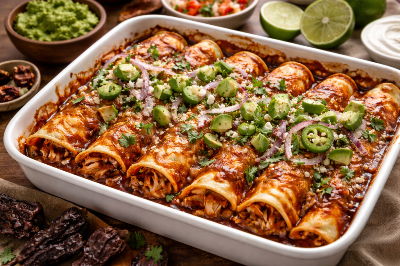 Enchiladas com molho de chipotle: a receita mexicana que equilibra defumado, picância e tradição 1 Heloisa L 3 3
