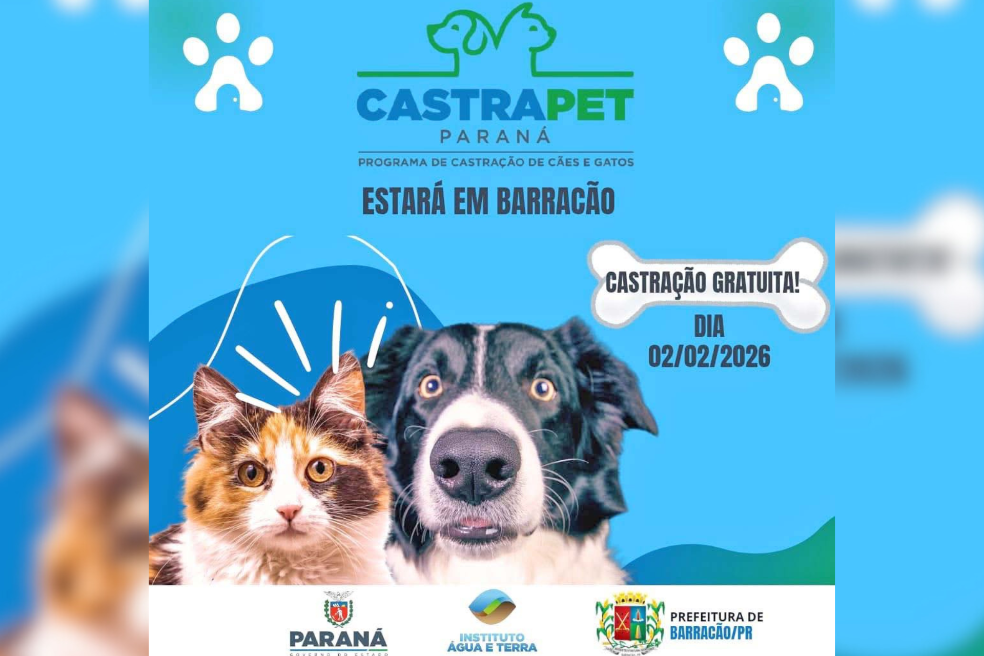 Programa Castrapet acontecerá no dia 02 de fevereiro em Barracão 4 Programa Castrapet acontecerá no dia 02 de fevereiro em Barracão