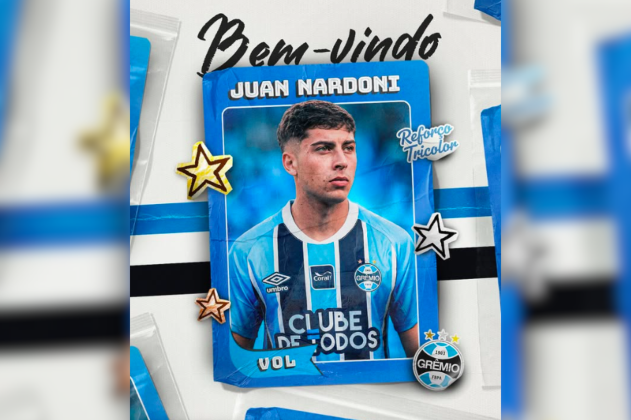 Grêmio confirma a contratação do volante argentino Juan Nardoni, destaque do Racing e campeão continental, com contrato até 2029 para reforçar o meio-campo tricolor.