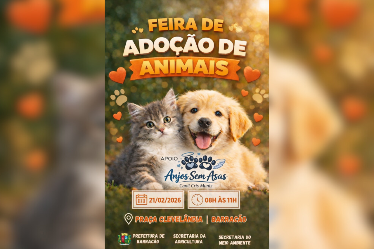 Barracão promove Feirinha de Adoção de Animais com parceria da ONG Anjos Sem Asas 1 Evento promovido pela Prefeitura em parceria com a Secretaria de Agricultura e Meio Ambiente, acontecerá neste sábado, 21 de fevereiro