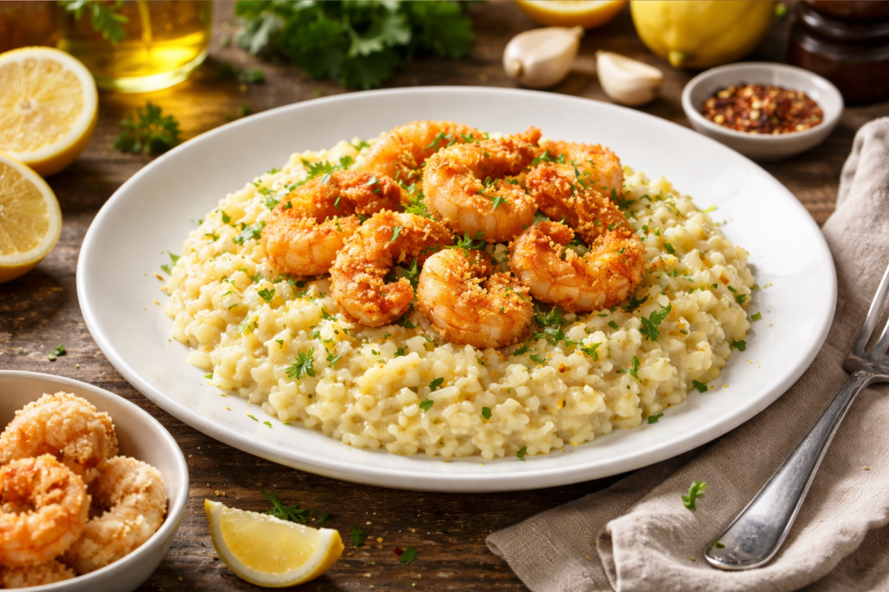 Risoto de limão siciliano com camarão crocante 3 Risoto de limão siciliano com camarão crocante