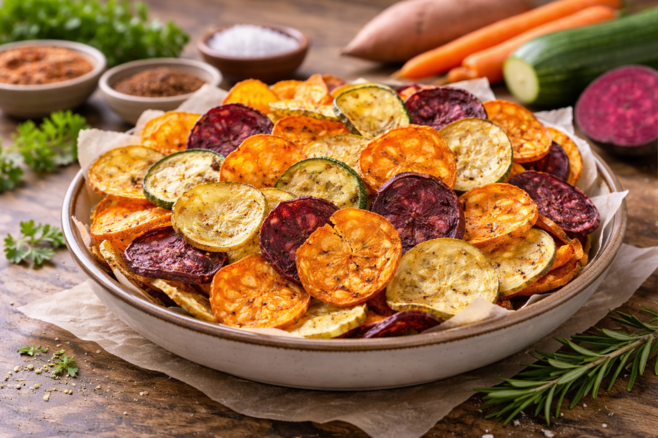 Chips de legumes crocantes: receita saudável, prática e cheia de sabor 1 Heloisa L 20 3