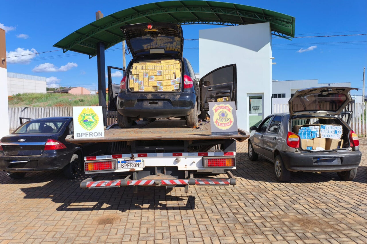 Armas e carros carregados com cigarro contrabandeado são apreendidos em Bom Jesus do Sul 4 ghj76