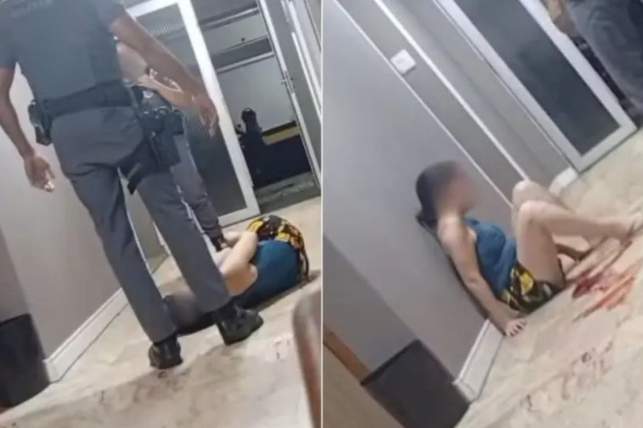 Policial é flagrado chutando o rosto de mulher durante ocorrência em São Vicente (SP) 1 Policial é flagrado chutando o rosto de mulher durante ocorrência em São Vicente (SP)
