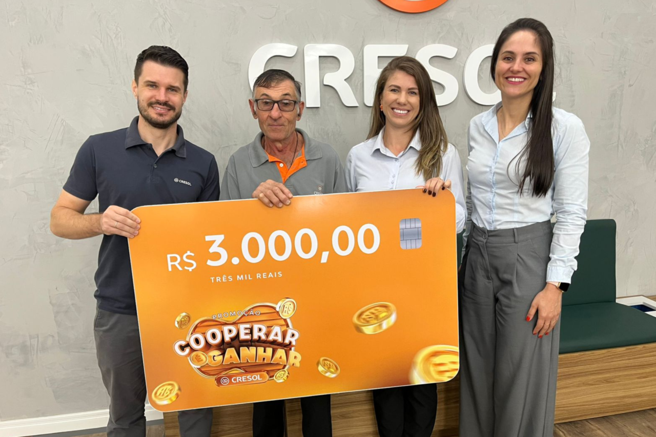 Campanha da Cresol premia associados e inicia série de sorteios com prêmios de até R$ 1 milhão 5 Cresol inicia campanha Cooperar é Ganhar 2026 com primeiros contemplados e prevê sorteios mensais e prêmio final de R$ 1 milhão.