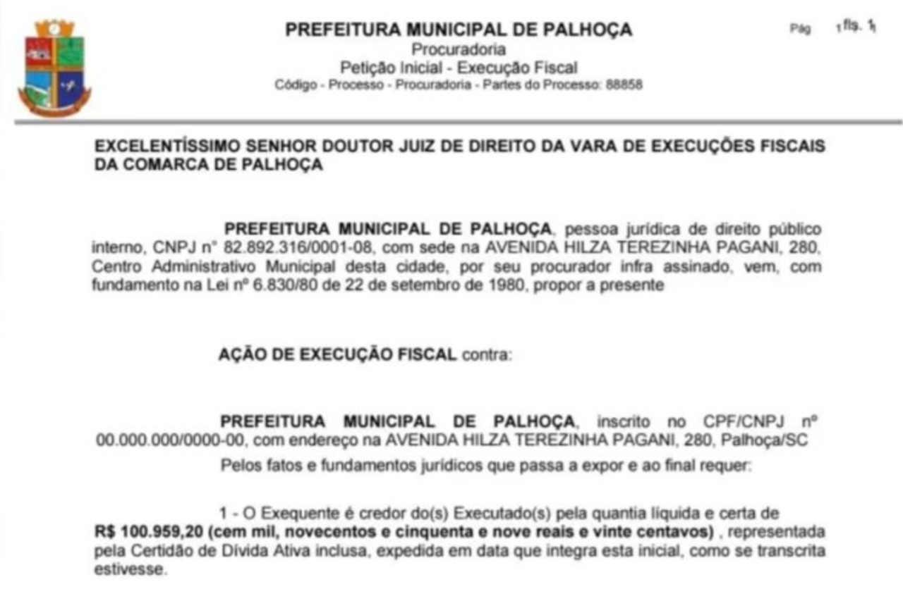 Prefeitura de Palhoça aparece como autora e ré em ação judicial e caso chama atenção da Justiça 4 crys 8 2
