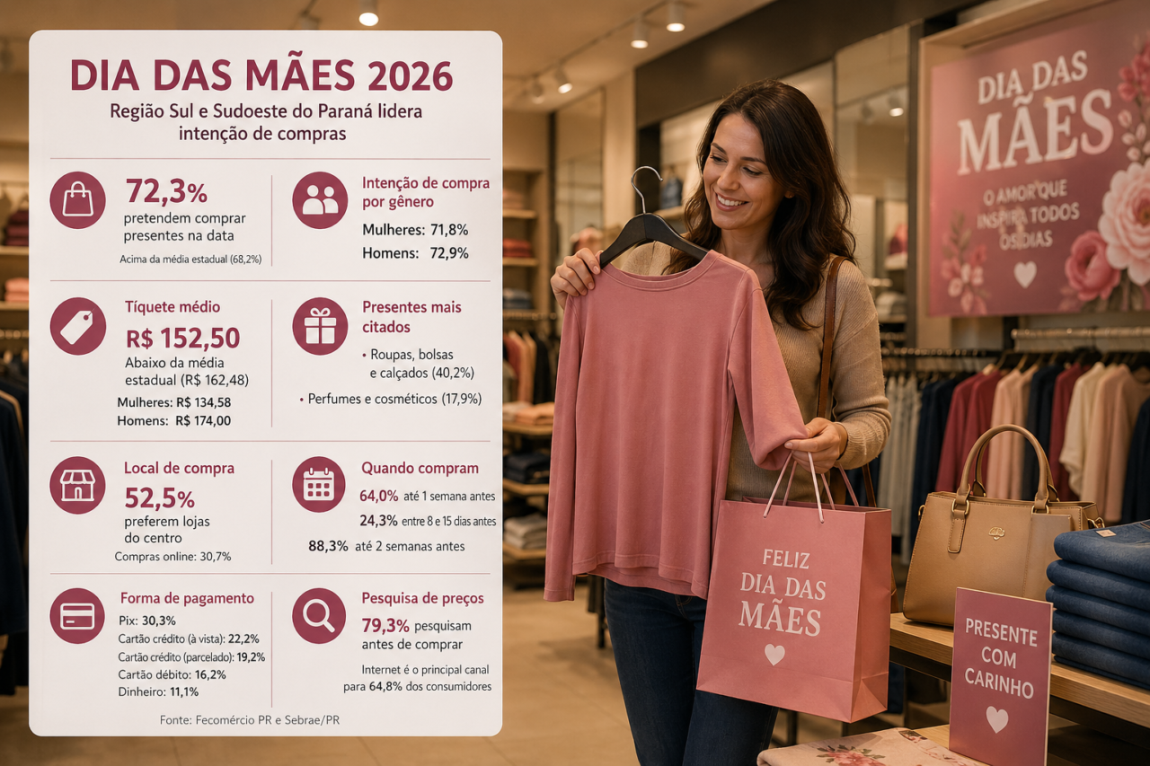 Veja as regiões Paraná com maior potencial de compras para o Dia das Mães 2026 3 dia das maes 1