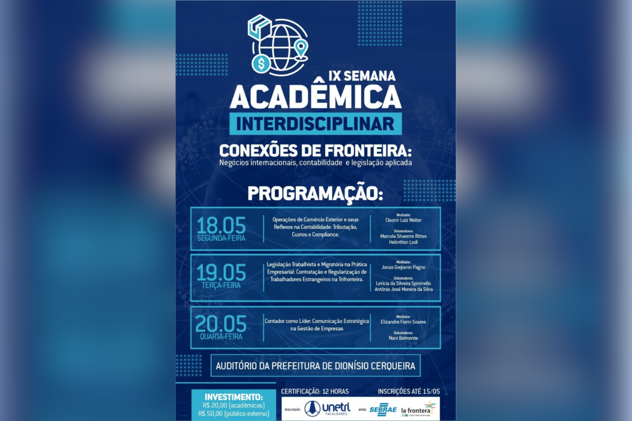9ª Semana Acadêmica Interdisciplinar da Unetri será de 18 a 20 de maio 4 9ª Semana Acadêmica Interdisciplinar da Unetri será de 18 a 20 de maio