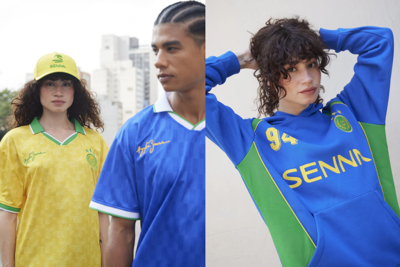 Ayrton Senna inspira coleção com visual retrô e clima de Copa do Mundo