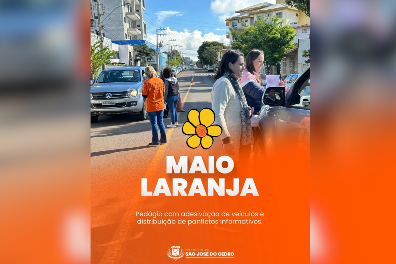 São José do Cedro realiza adesivaço e pedágio educativo durante campanha Maio Laranja 3 São José do Cedro realiza adesivaço e pedágio educativo durante campanha Maio Laranja