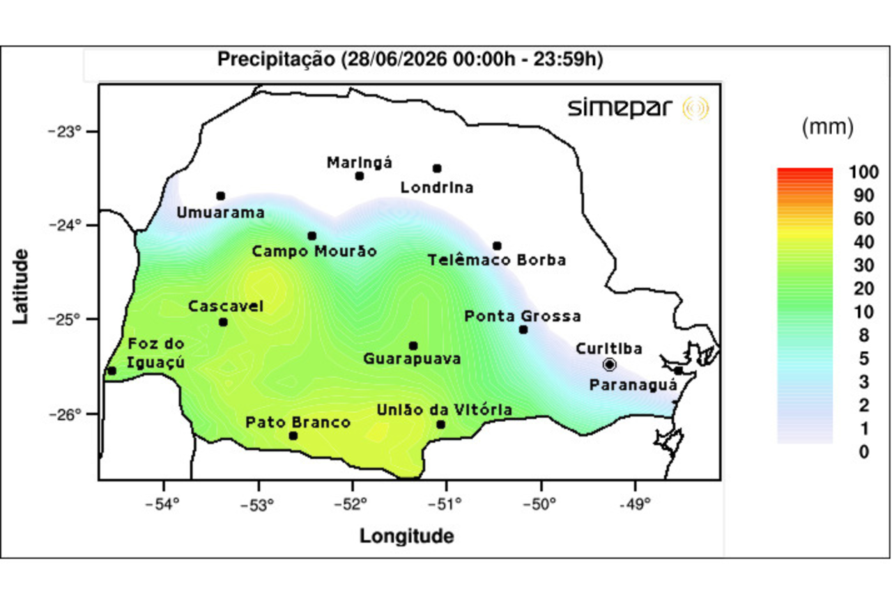 Semana segue com chuva e risco de temporais no Oeste e Sudoeste do Paraná 3 Após tempestades com raios e granizo no fim de semana, Simepar prevê continuidade da instabilidade no Paraná, com maior atenção para o Oeste e Sudoeste