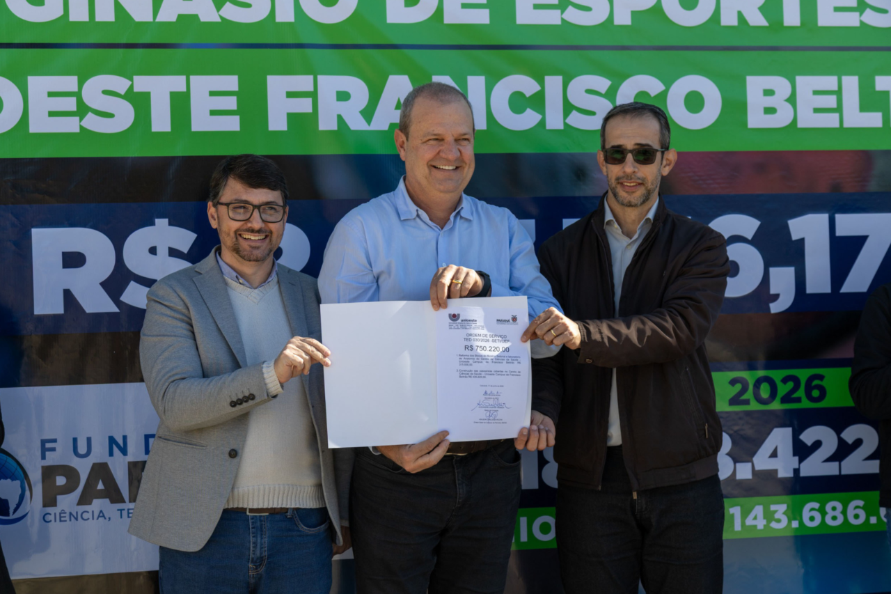 Novo ginásio de esportes da Unioeste em Francisco Beltrão foi inaugurado com investimento de R$ 2,2 milhões da SETI, por meio do Proinfra, para atender atividades esportivas, acadêmicas e de integração universitária