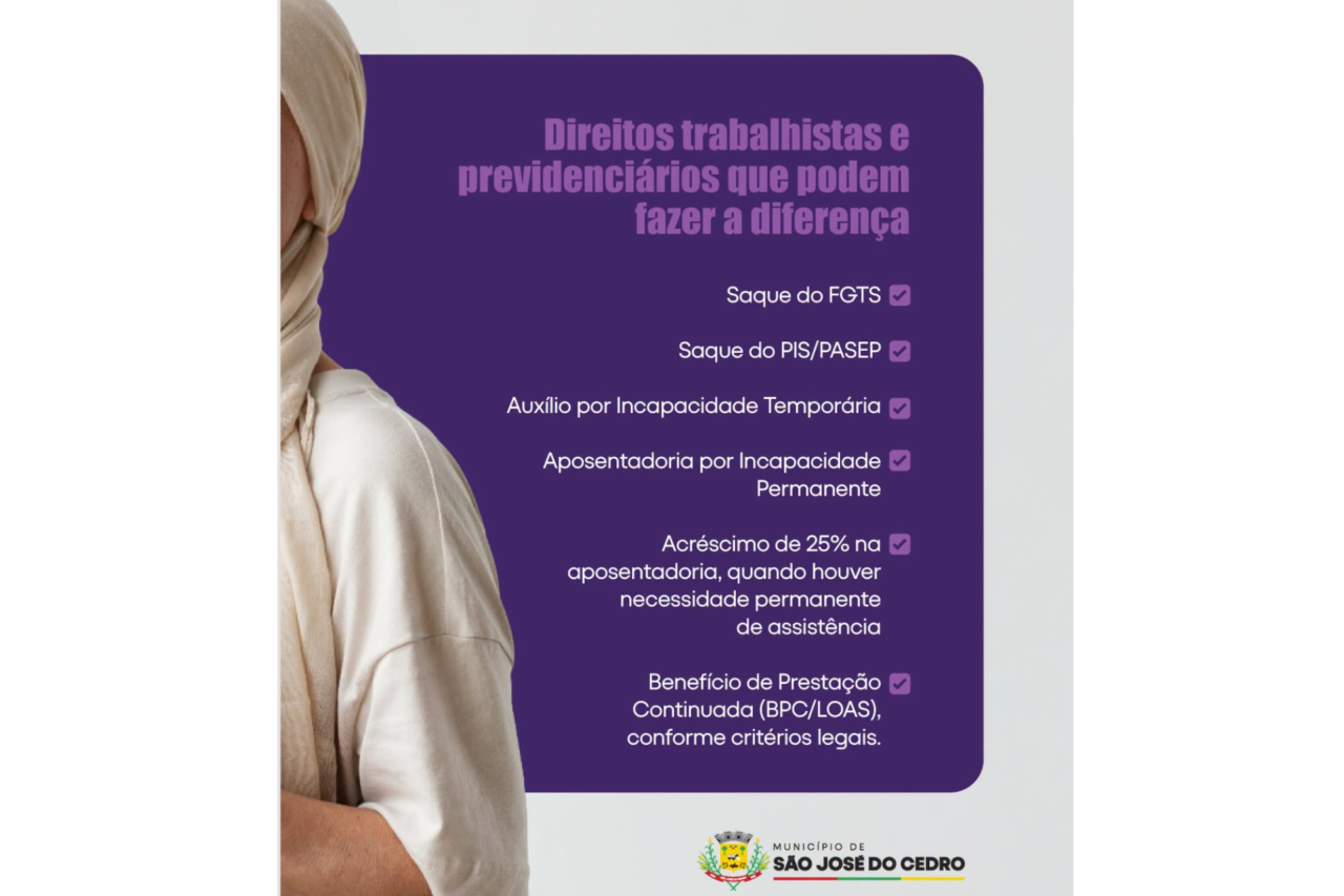 Lei municipal de São José do Cedro determina divulgação dos direitos de pessoas com câncer 8 Norma prevê a divulgação dos direitos de pessoas com neoplasia maligna e orienta pacientes e familiares sobre benefícios e serviços disponíveis