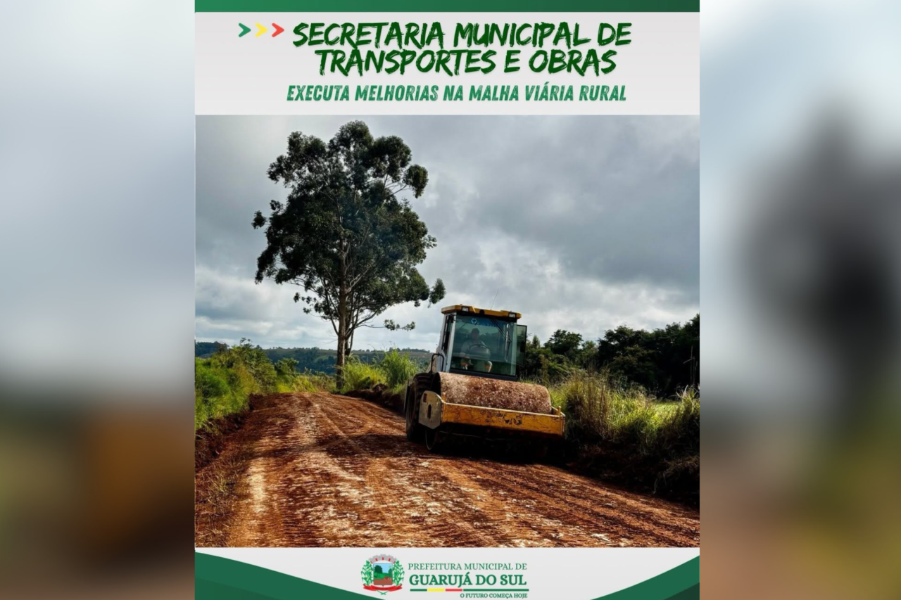 Guarujá do Sul realiza melhorias em estradas rurais nas Linhas Pessegueiro e Maidana 6 Secretaria de Transportes e Obras de Guarujá do Sul executa manutenção e patrolamento em estradas rurais para melhorar o tráfego no interior