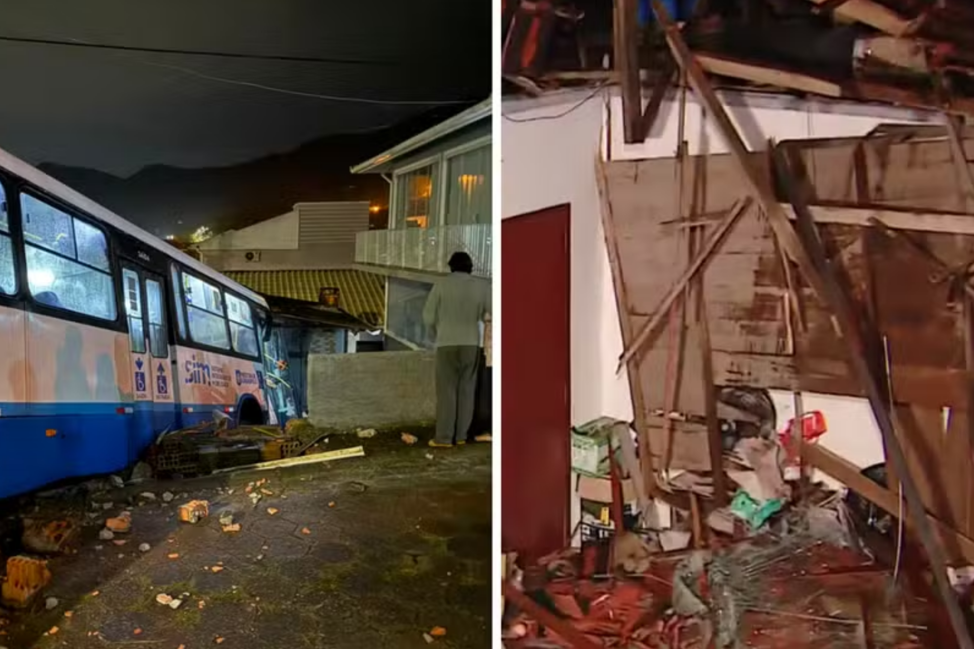 Ônibus perde o controle e destrói parte de casa com família dentro em Florianópolis 3 Ônibus perde o controle e destrói parte de casa com família dentro em Florianópolis