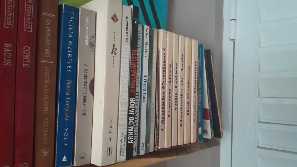 a group of books on a shelf