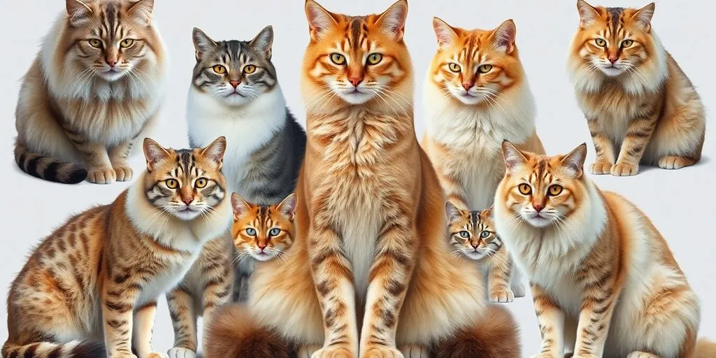 Cinco dos maiores gatos do mundo em uma imagem.