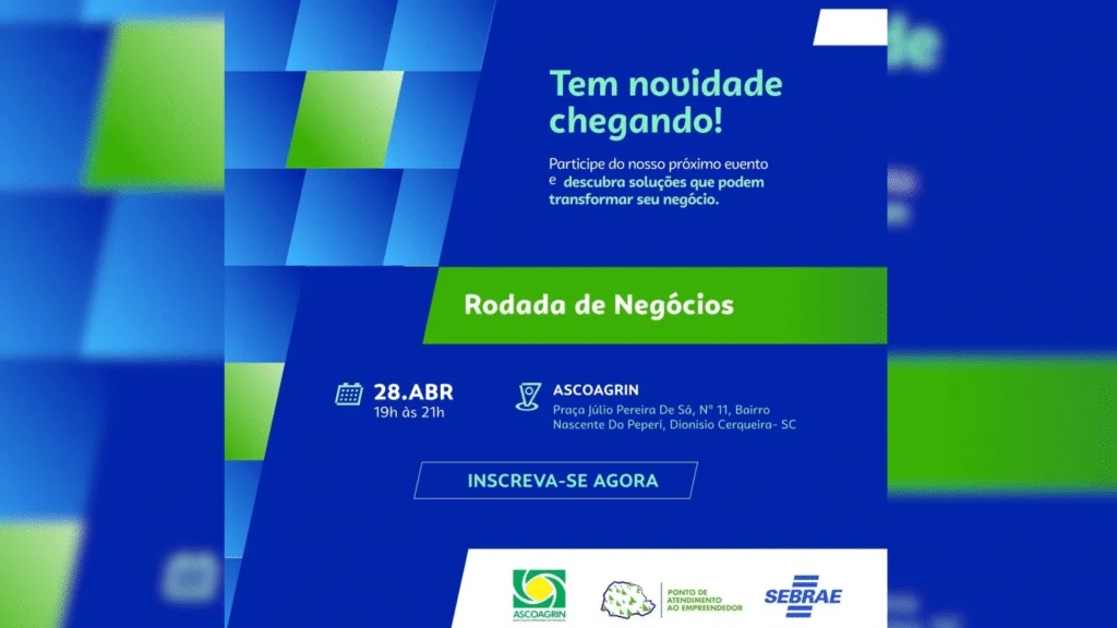 A inscrição para a rodada de negócios é gratuita e pode ser feita pela internet. Prepare-se para transformar conexões em oportunidades!