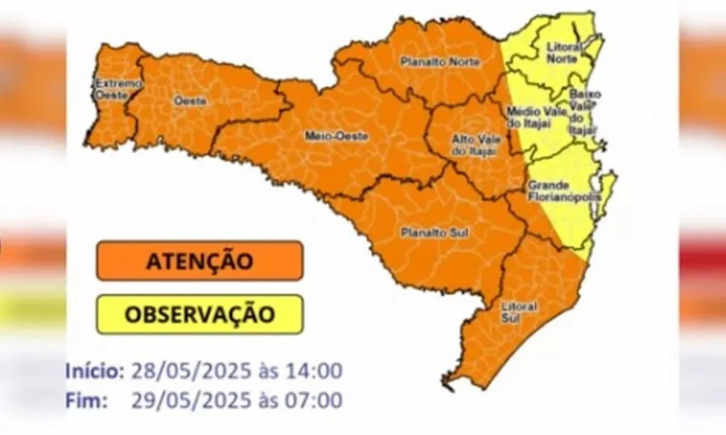 Temperaturas devem cair bruscamente e em algumas regiões podem ficar abaixo de zero após a passagem de uma frente fria e a chegada de uma massa de ar seco e frio 