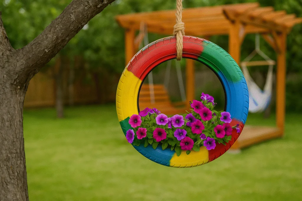 pneu com flores