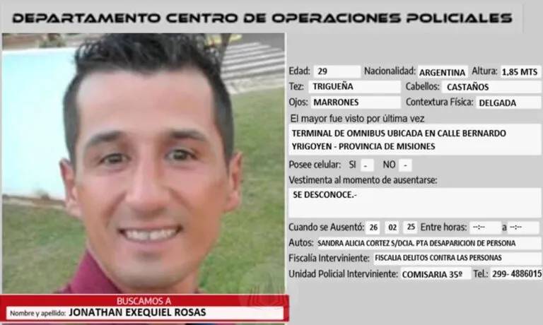 Polícia Argentina solicita ajuda da comunidade para localizar homem desaparecido