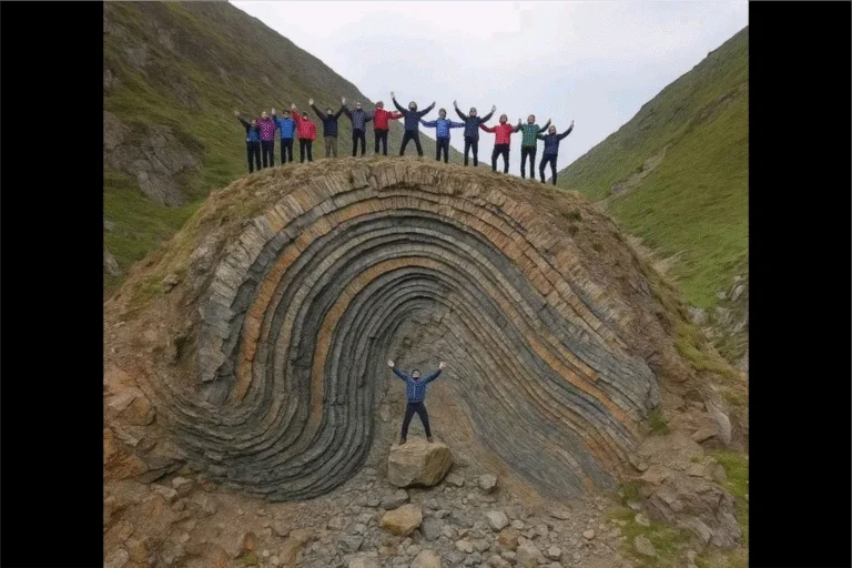 A impressionante dobra rochosa de Glentornan Fold que revela a força brutal da Terra