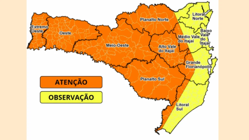 Defesa Civil alerta para chuvas fortes no Extremo-Oeste catarinense