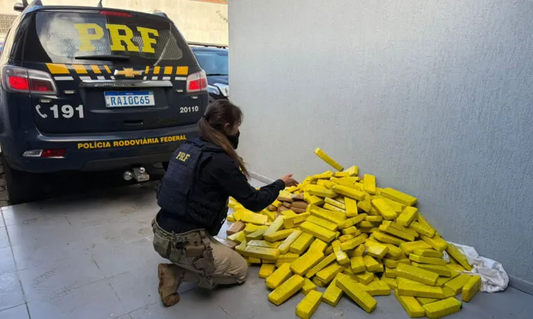 Condutor foge da PRF, cai de barranco e é preso com 120 kg de maconha e carro furtado